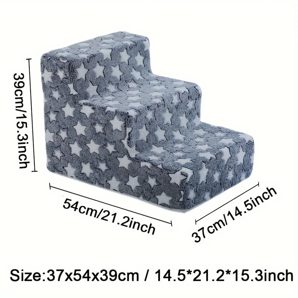 Foam Pet Stairs – Non-Slip 3/4 Step Ramp for Dogs & Cats with Joint Pain, Sofa & Bed