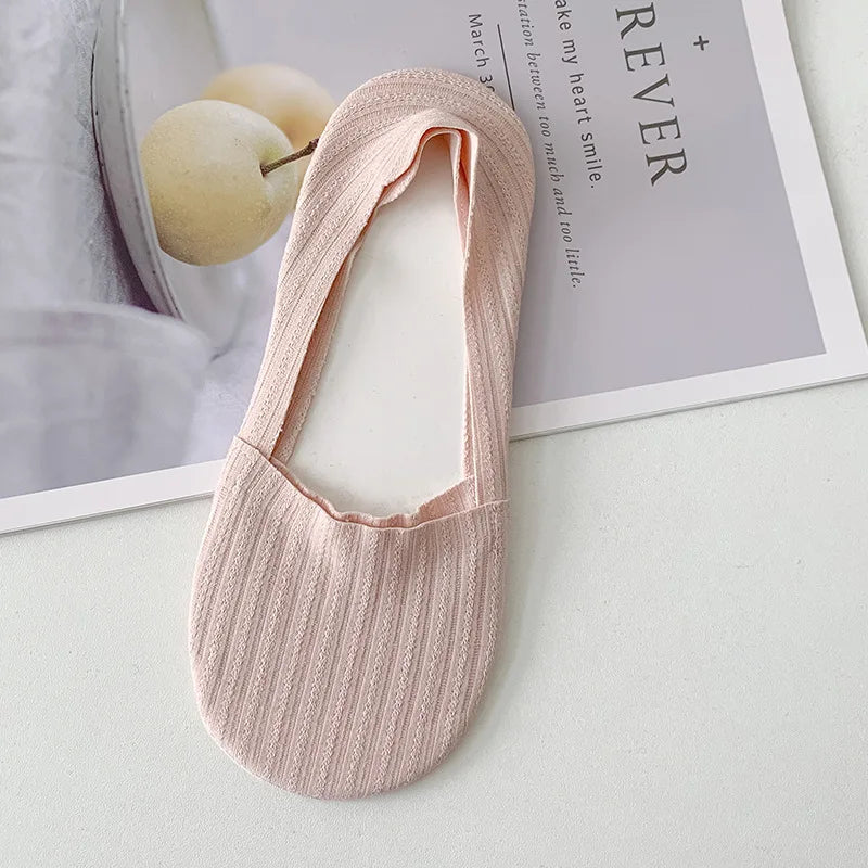 Sock Slippers Women Silicone Non-slip Solid Color Low Cut Boat Sock Cotton Bottom Thin Breathable Summer Invisible No Show Socks