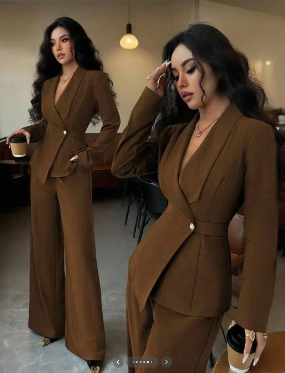 Women's 2-Piece Blazer & Straight-Leg Pants Suit