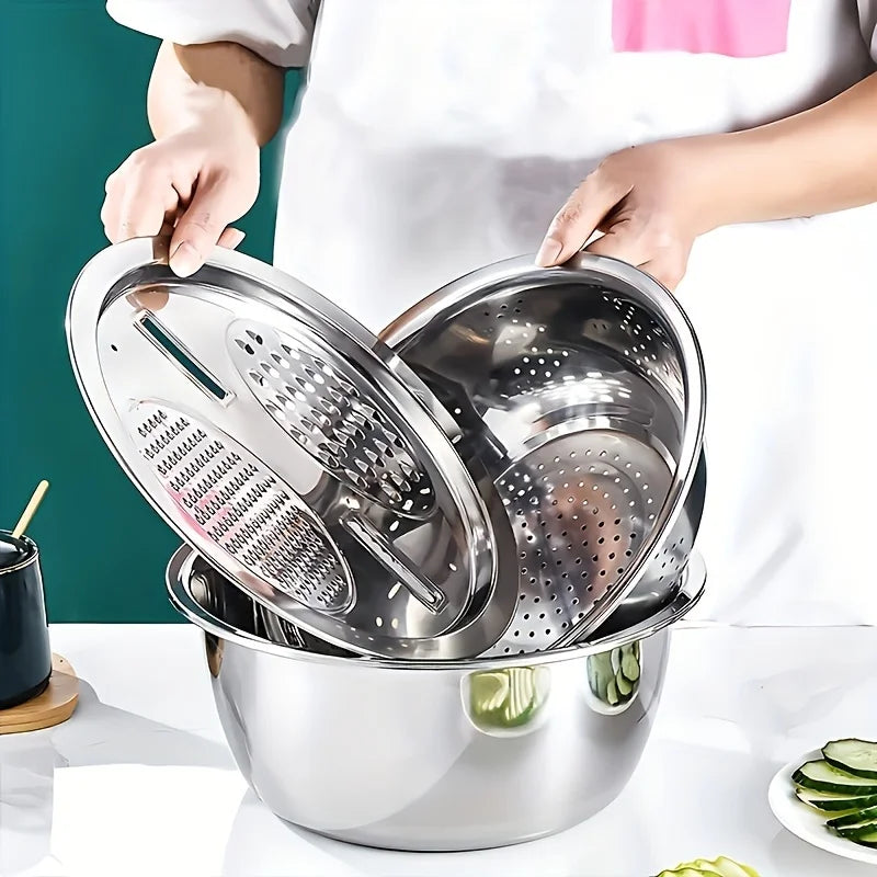 3-Piece Stainless Steel Mixing Bowl & Grater Kit