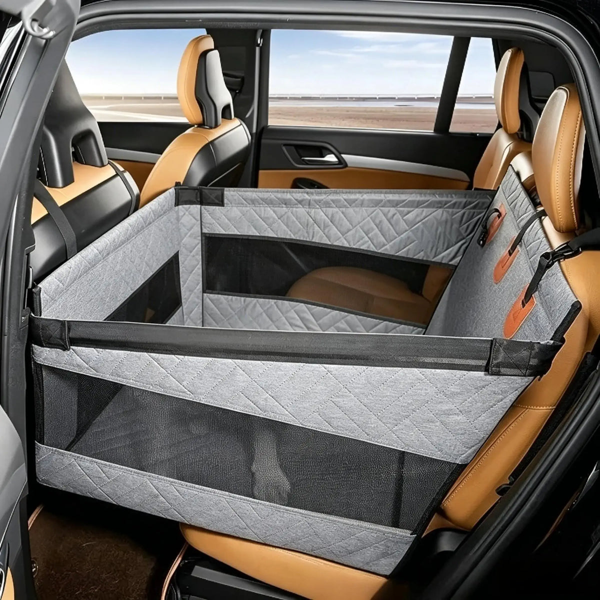 Waterproof Car Pet Seat Cover – Hammock Dog Mat with Hard Bottom & Mesh, All Sizes