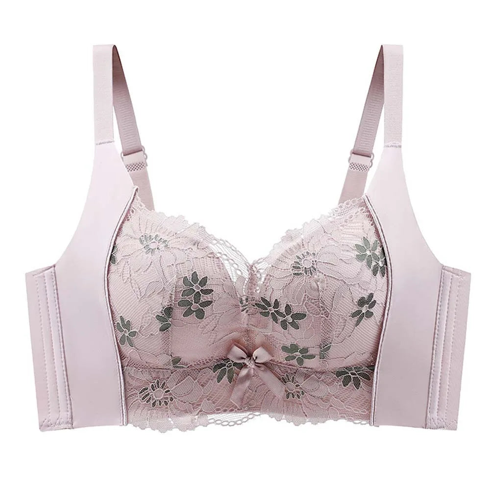 Gathered Breasts Wireless Deep V Bra Close-fitting Anti-sagging Brassiere for Women No Trace Big Cup Seamless Lace Bras Women