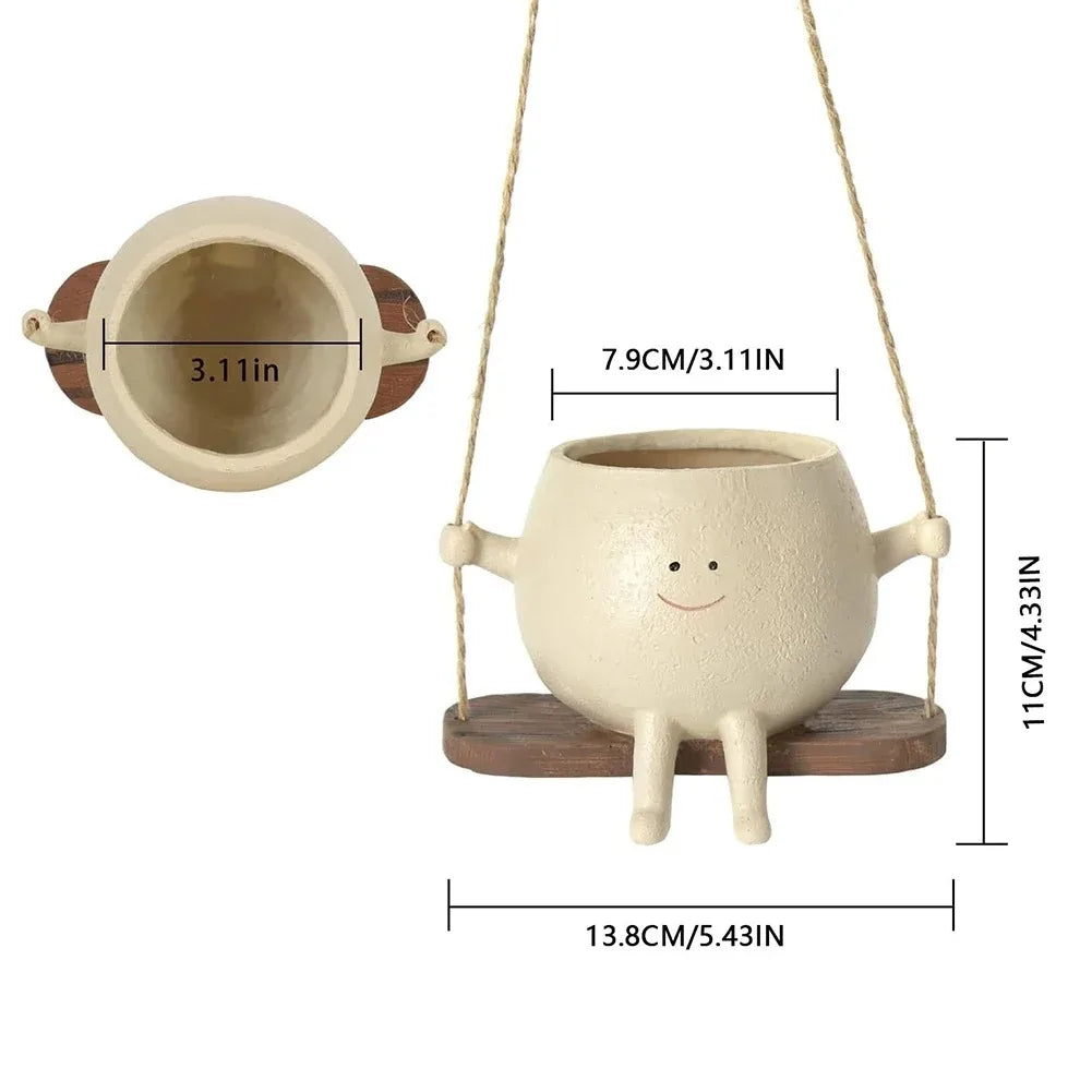 Resin Swing Face Wall Planter – Creative Head Succulent Pot, Home Decor & Garden Accent