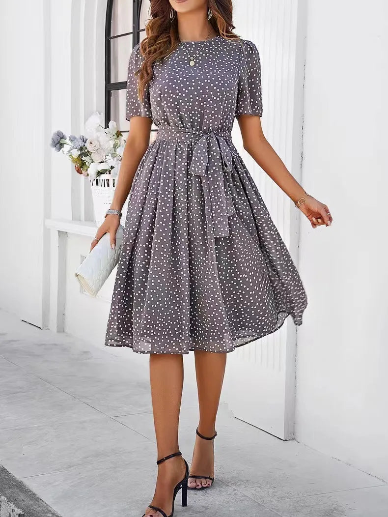 Women's Polka Dot Lace-Up Summer Dress