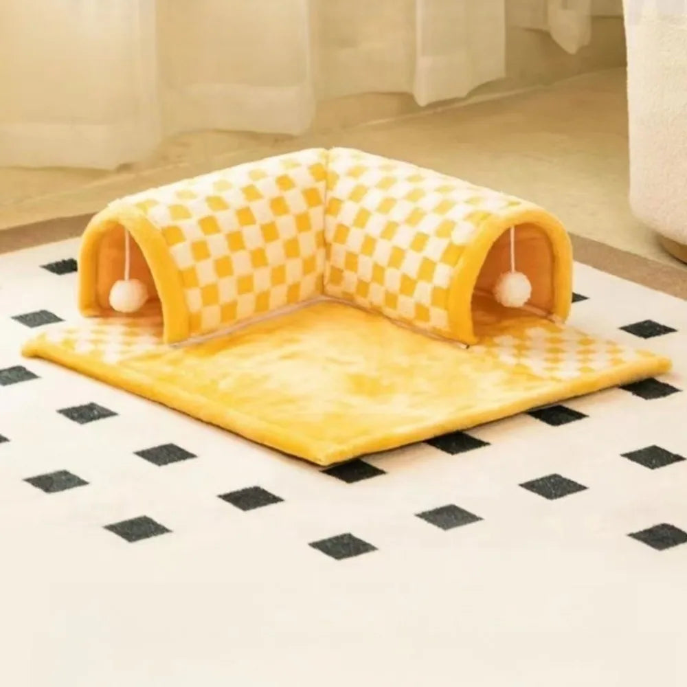 Cat Tunnel Maze Bed – All-Season Warm Nest, Removable & Washable