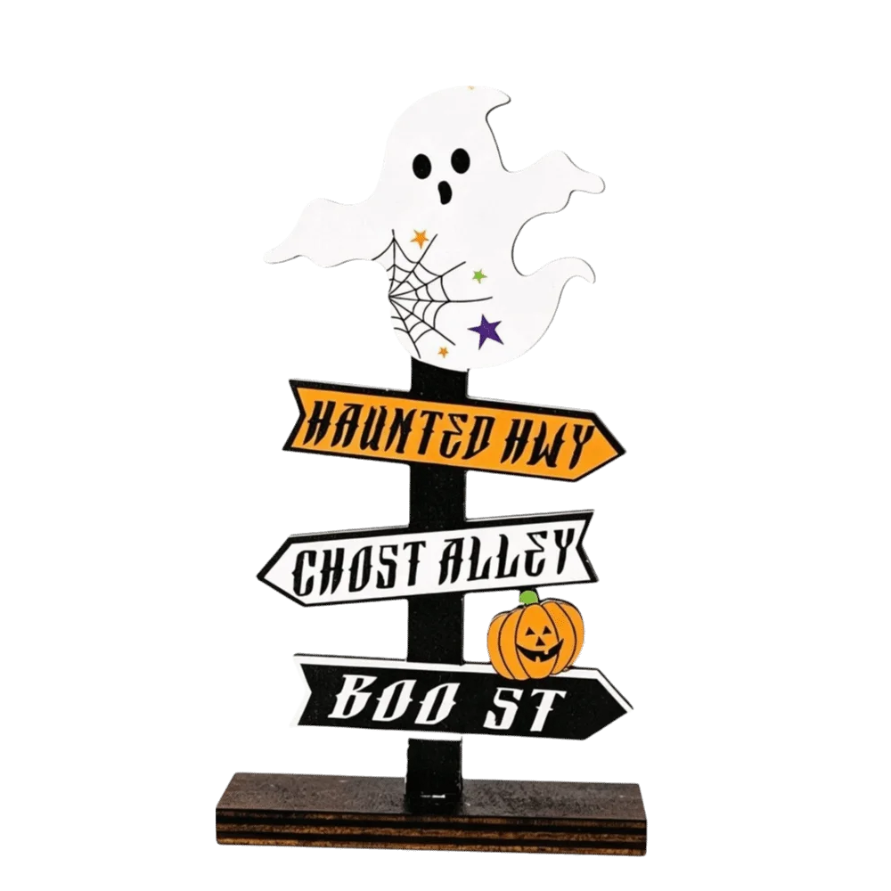 Gothic Wooden Ghost Pumpkin Ornament