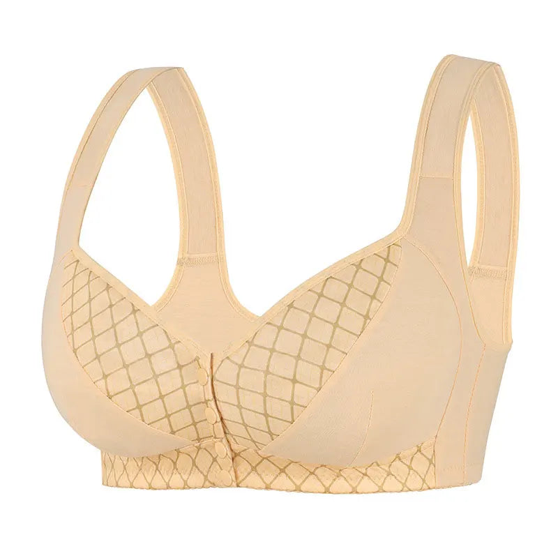 Plus Size Front Closure Wireless Comfort Bra, Seamless Full Coverage Easy On Off Supportive Bra for Women Ladies Daily Underwear