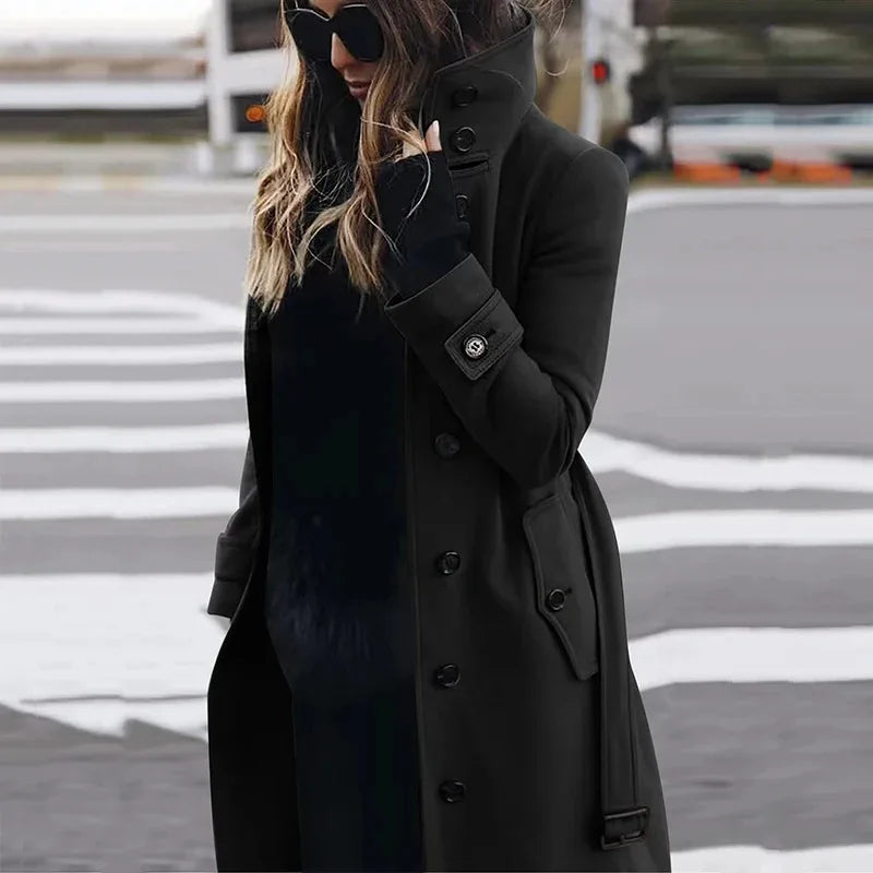 Women's Long Wool-Blend Winter Coat