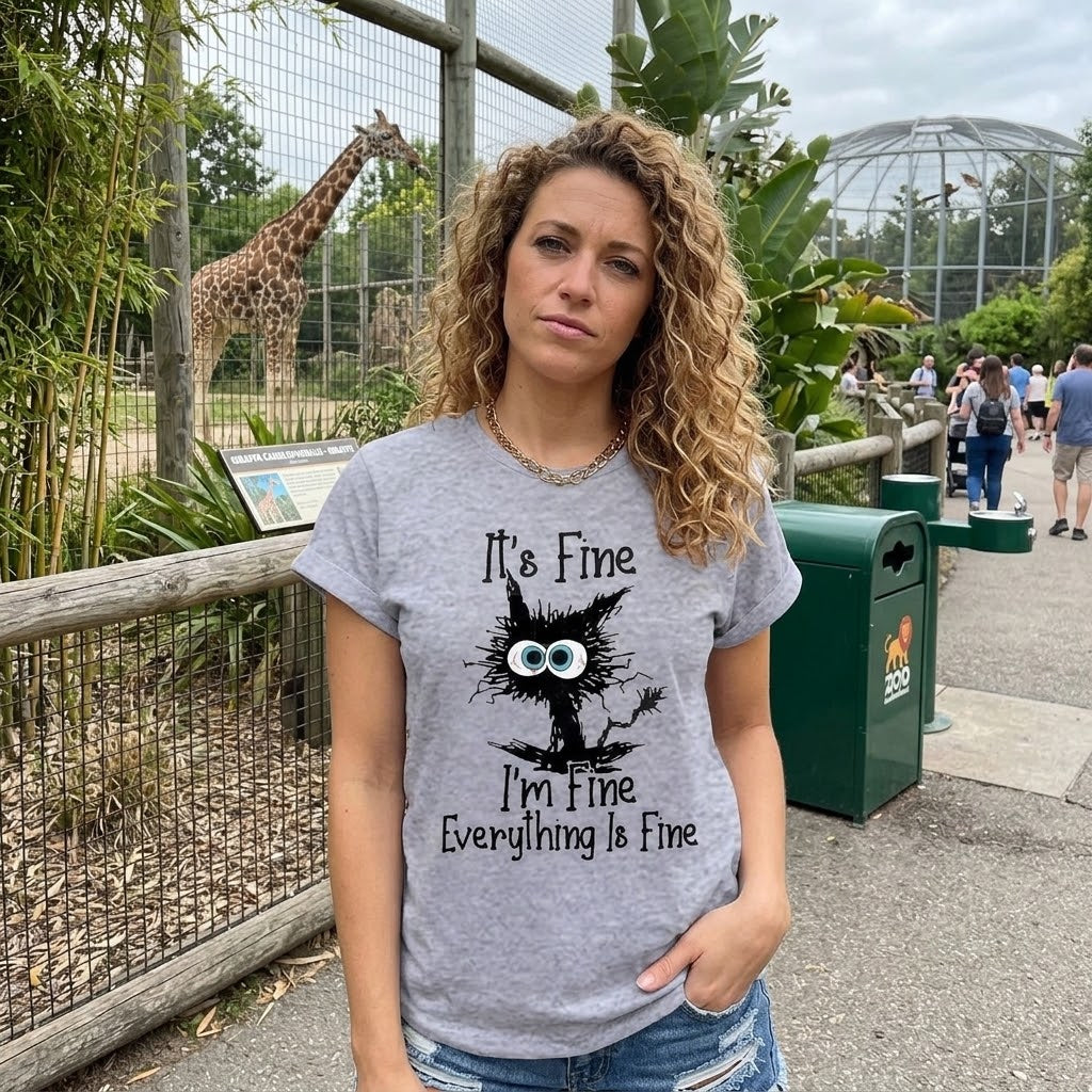 "It's Fine, I'm Fine" Funny Cat Women's T-Shirt