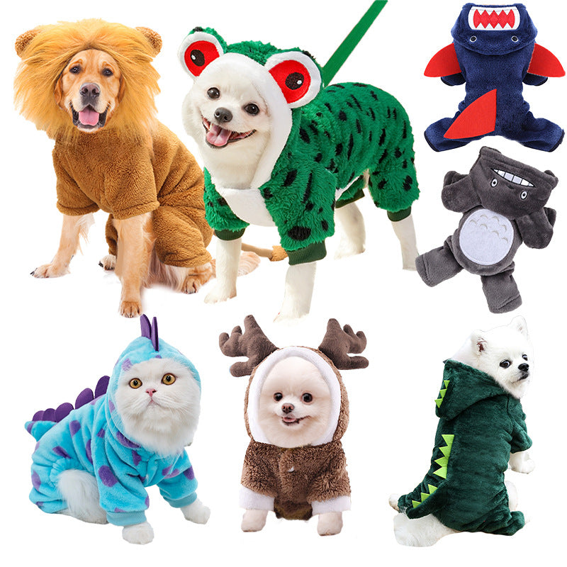 Pet Dog & Cat Cartoon Costume Coat — Warm Four-Legged Winter Clothes