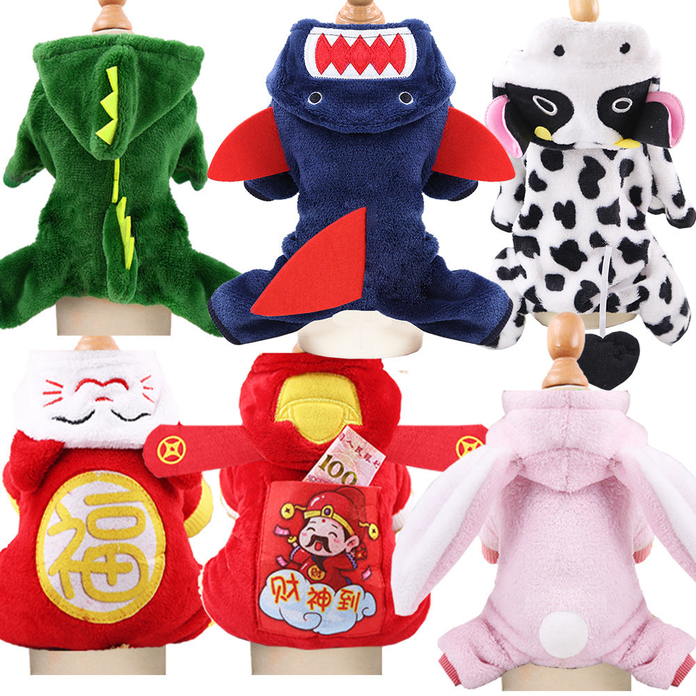Pet Dog & Cat Cartoon Costume Coat — Warm Four-Legged Winter Clothes