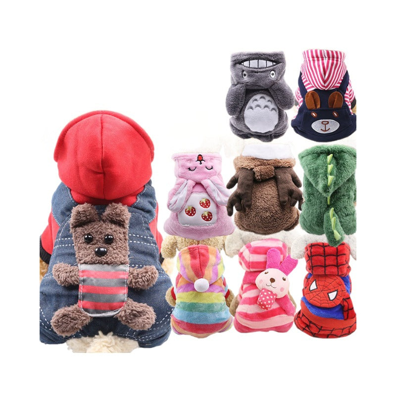 Pet Dog & Cat Cartoon Costume Coat — Warm Four-Legged Winter Clothes