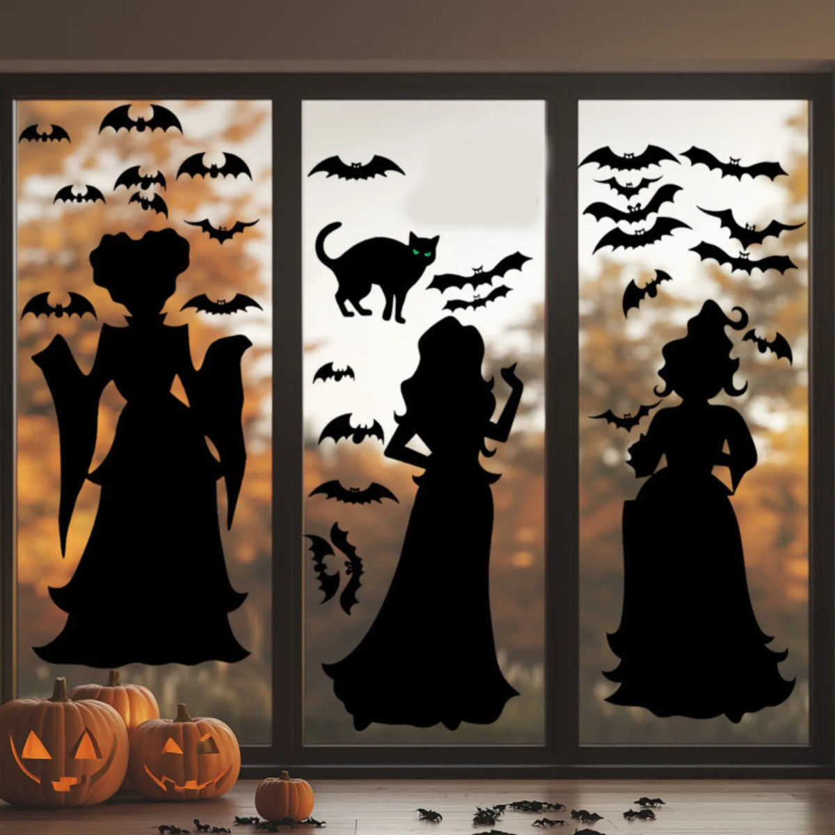 Witch & Bat Window Stickers