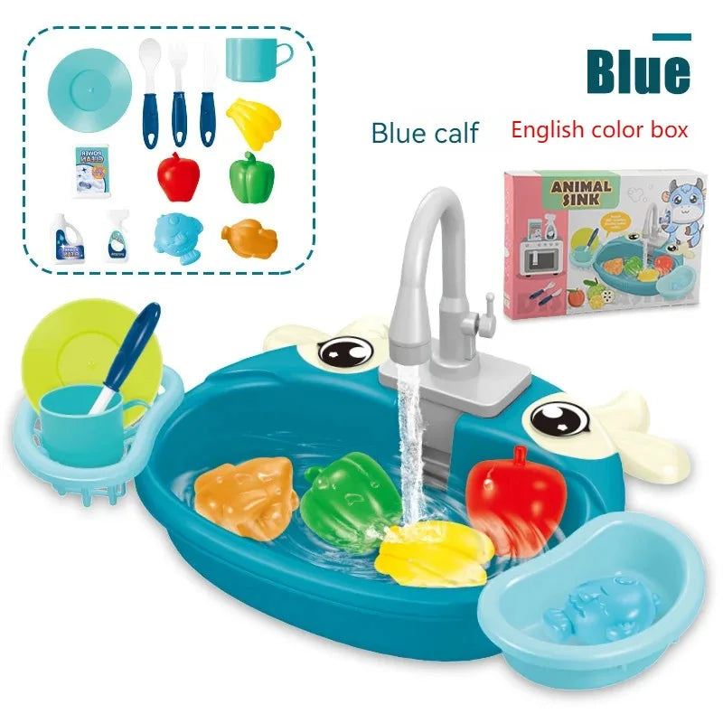 Kids Toy Kitchen Set – Battery-Operated Water Sink, Dishwasher & Pretend Play for Boys & Girls