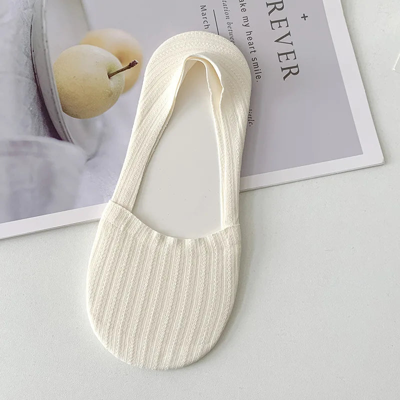 Sock Slippers Women Silicone Non-slip Solid Color Low Cut Boat Sock Cotton Bottom Thin Breathable Summer Invisible No Show Socks