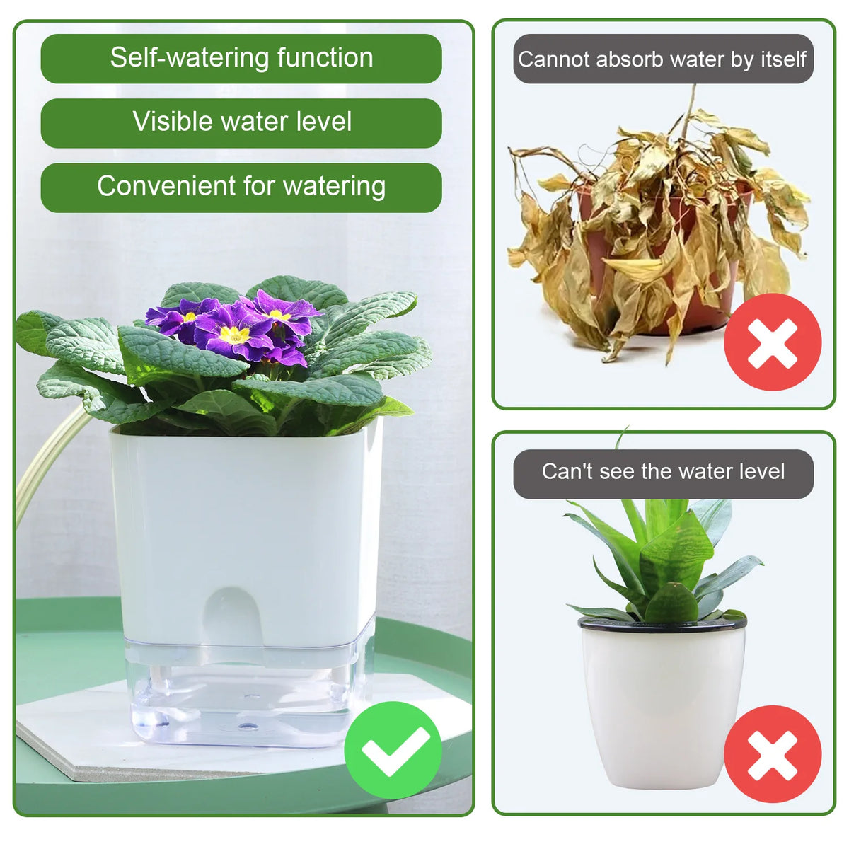 Self-Watering Double-Layer Flower Pot