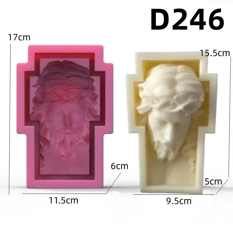 Jesus Horse Cylindrical Scented Candle Silicone Mold Wings Jesus Horse Galloped MoldS Jesus Angel Resin Plaster Mould