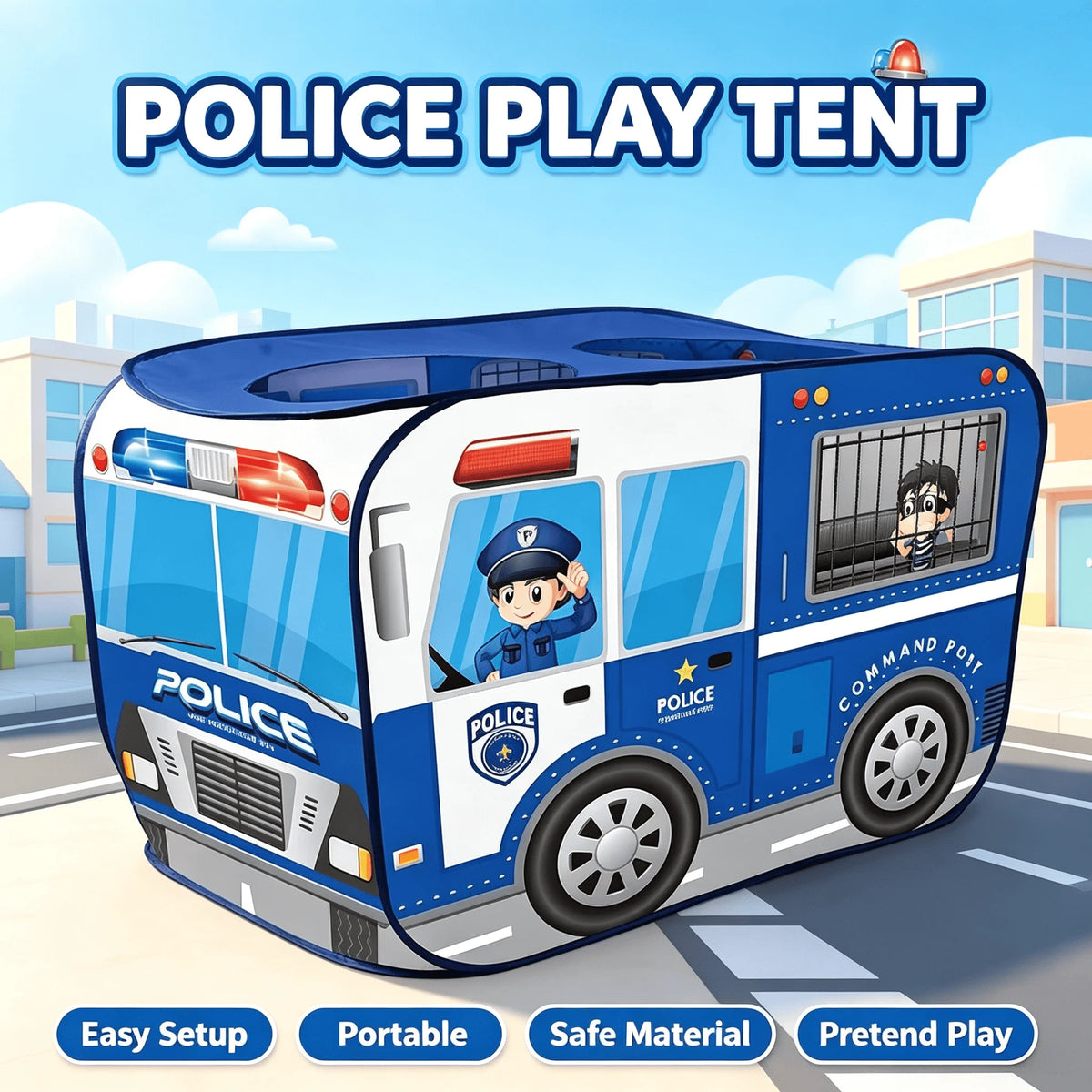 Foldable Car Design Kids Play Tent – Pop-Up Playhouse for Boys & Girls, Beach & Indoor Toy