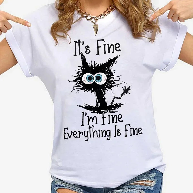"It's Fine, I'm Fine" Funny Cat Women's T-Shirt
