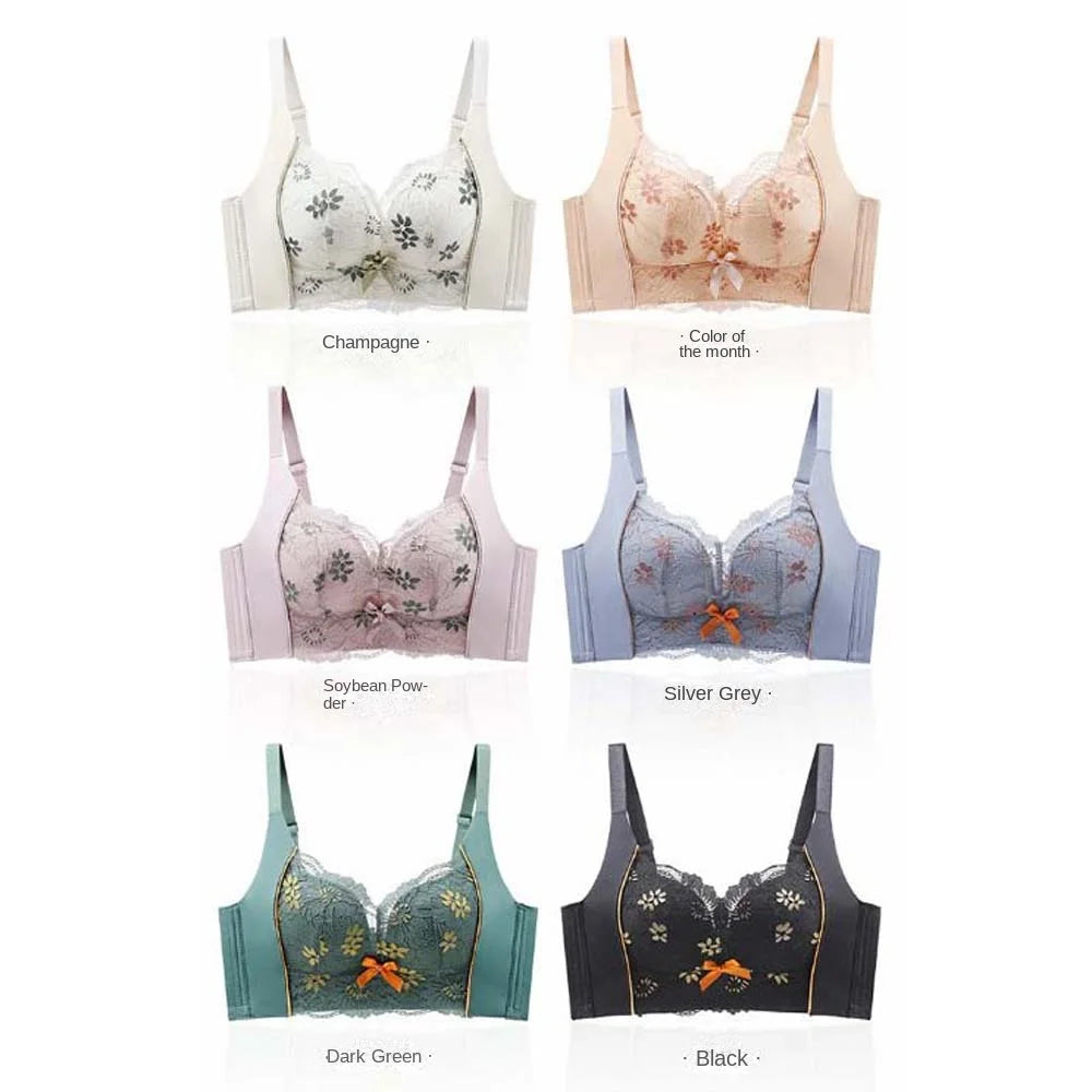 Gathered Breasts Wireless Deep V Bra Close-fitting Anti-sagging Brassiere for Women No Trace Big Cup Seamless Lace Bras Women