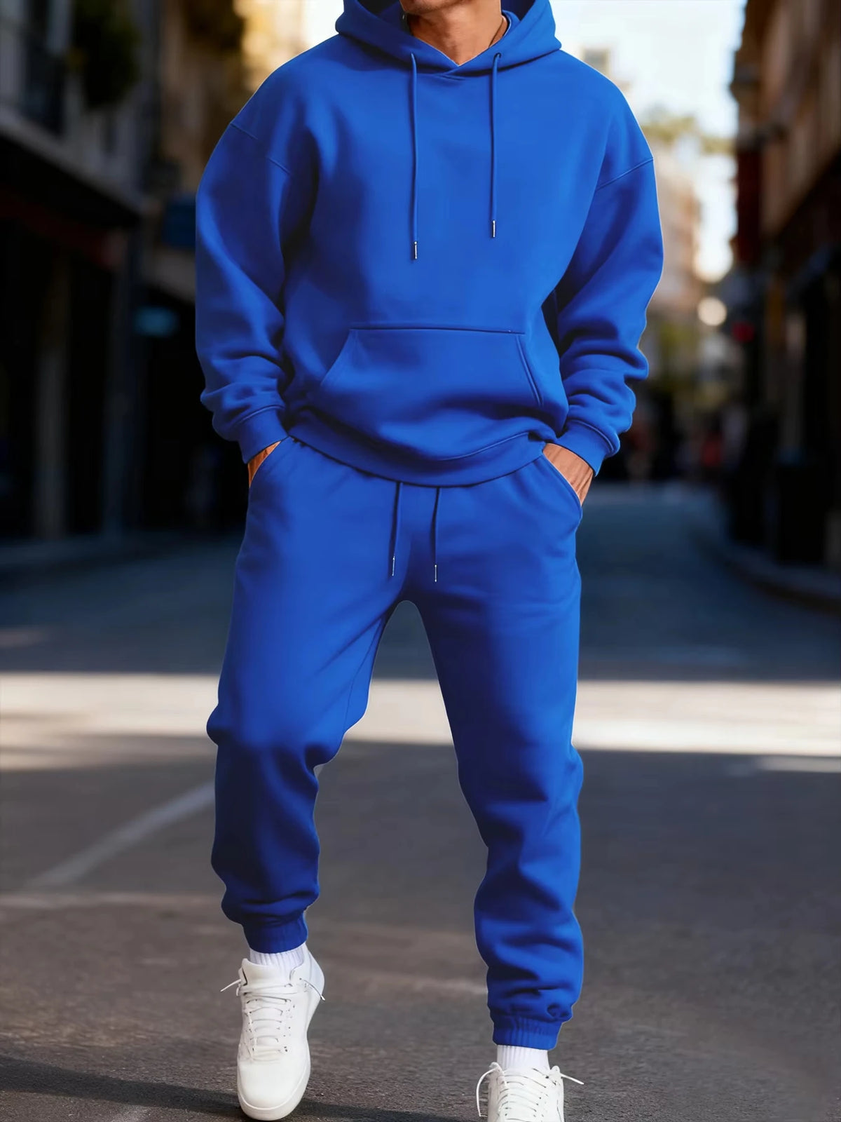 Men's Solid Hoodie & Sweatpants Set