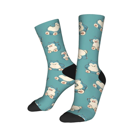P-Pokemons Snorlax Socks Men Women Polyester Funny Happy  Socks Novelty Spring Summer Autumn Winter Middle Tube Stockings Gift