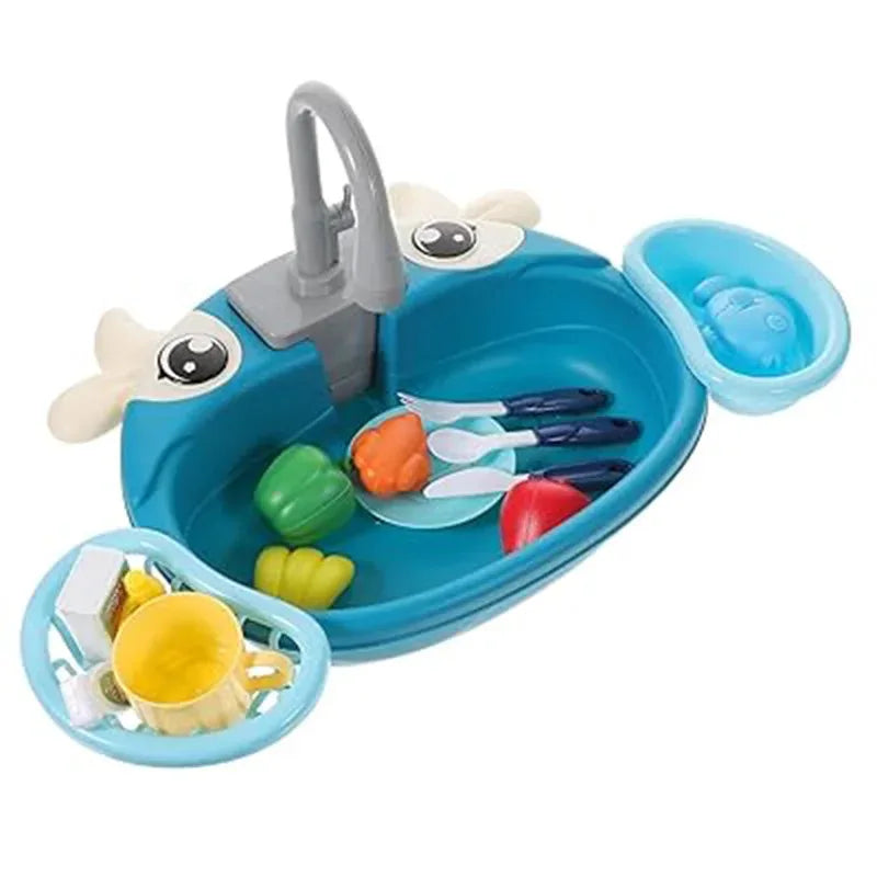 Kids Toy Kitchen Set – Battery-Operated Water Sink, Dishwasher & Pretend Play for Boys & Girls