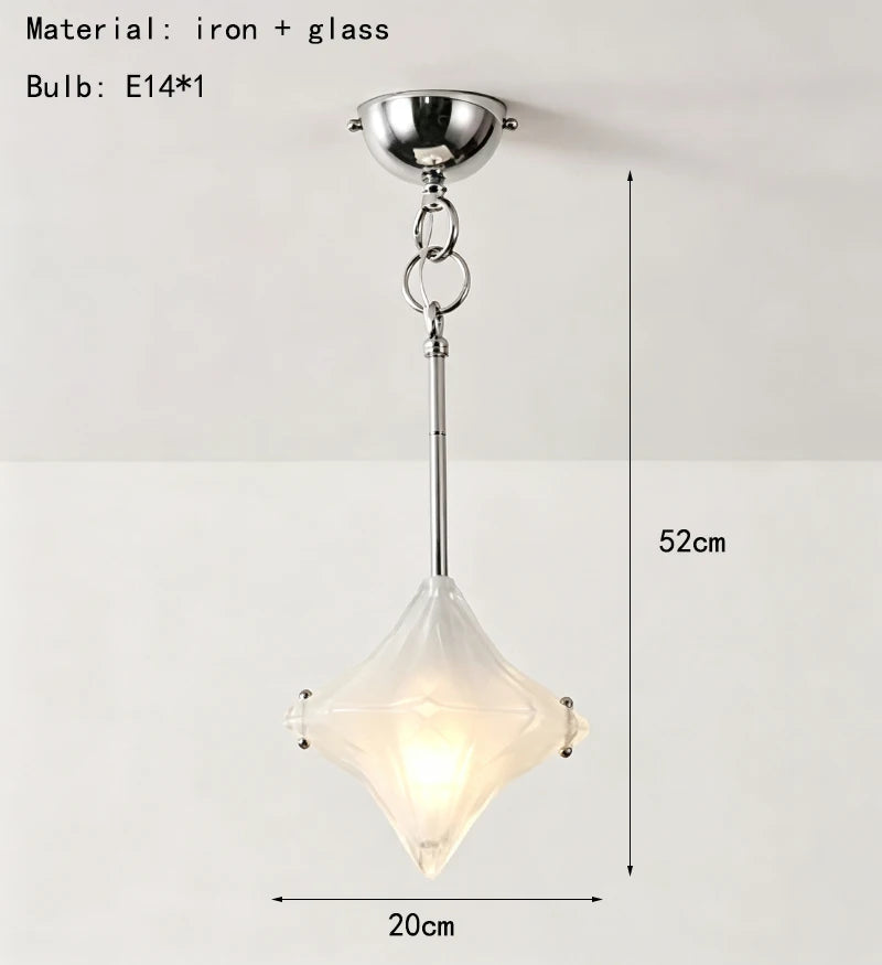 Nordic Art Deco Glass Star Chandelier – Chrome Pendant Light for Bedroom, Study & Dining Room