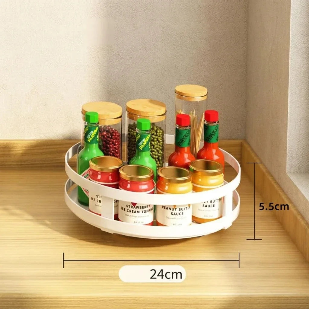 360° Rotating Spice Rack Organizer, Non-Skid Storage Tray for Seasonings, Spice Jars, Cans and Kitchen Countertop Organization