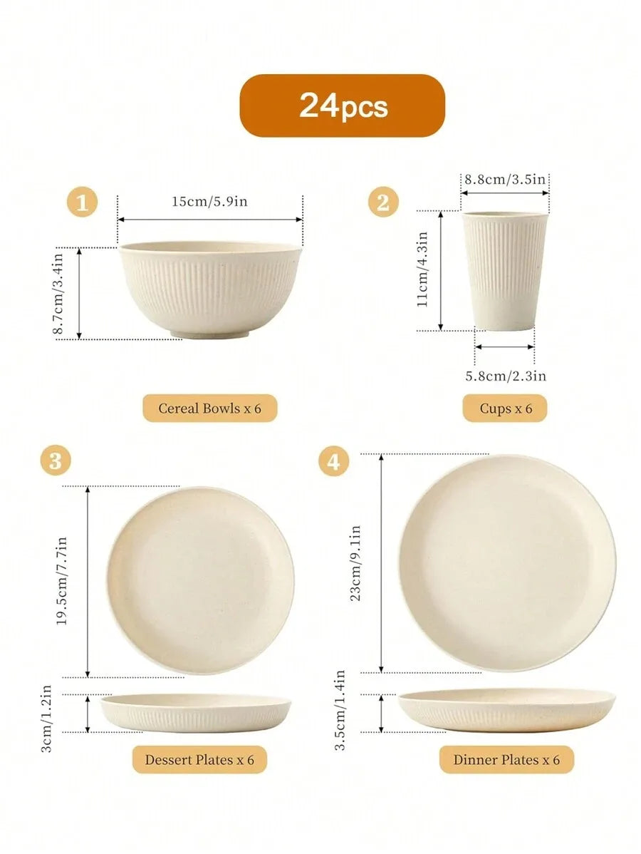 Reusable Plastic Dinnerware Set – Cups, Plates & Bowls for Camping & Picnics