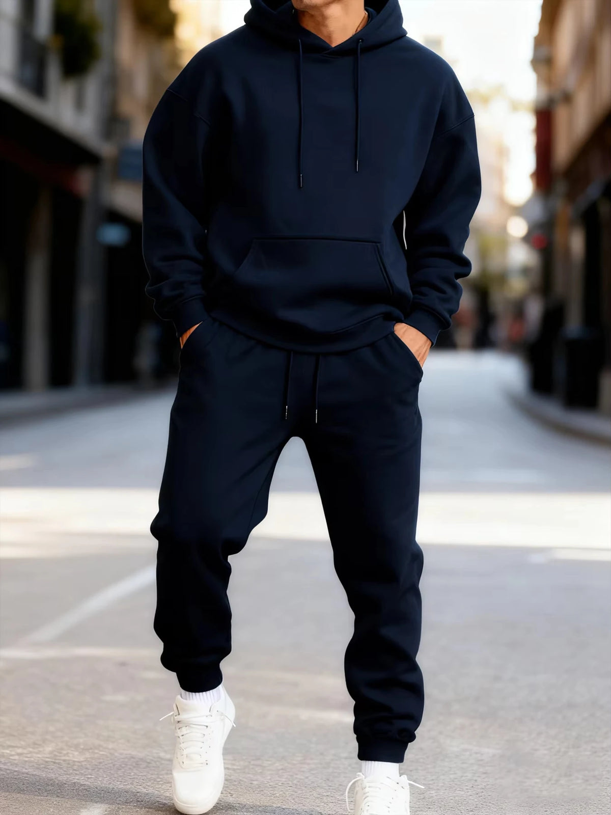 Men's Solid Hoodie & Sweatpants Set