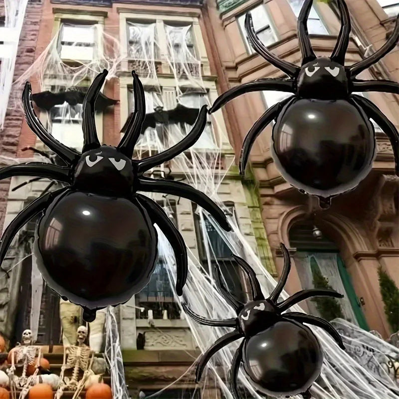 3pcs Large 3D Spider Balloon, Black Halloween Spider Balloons, for Haunted House, Birthday Decorations Gifts