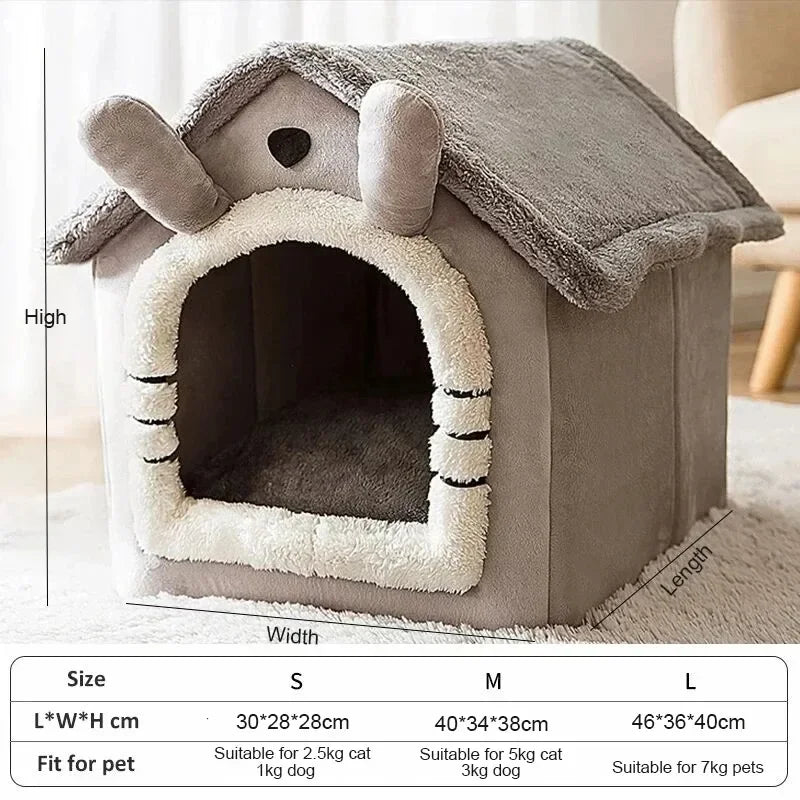 Indoor Pet Tent House – Soft Warm Dog & Cat Bed Kennel, Removable & Washable, S/M/L