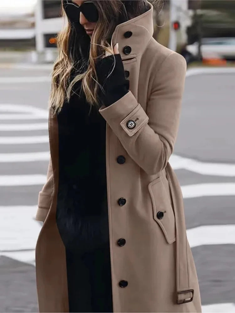 Women's Long Wool-Blend Winter Coat