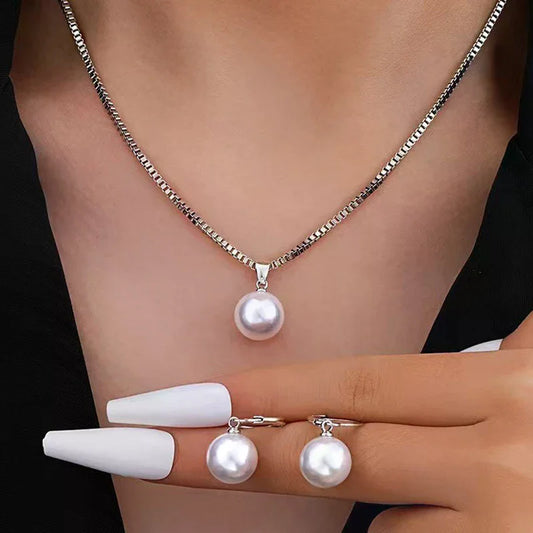 Elegant Pearl Jewelry Set – Necklace & Earrings for Wedding, Party & Daily Wear