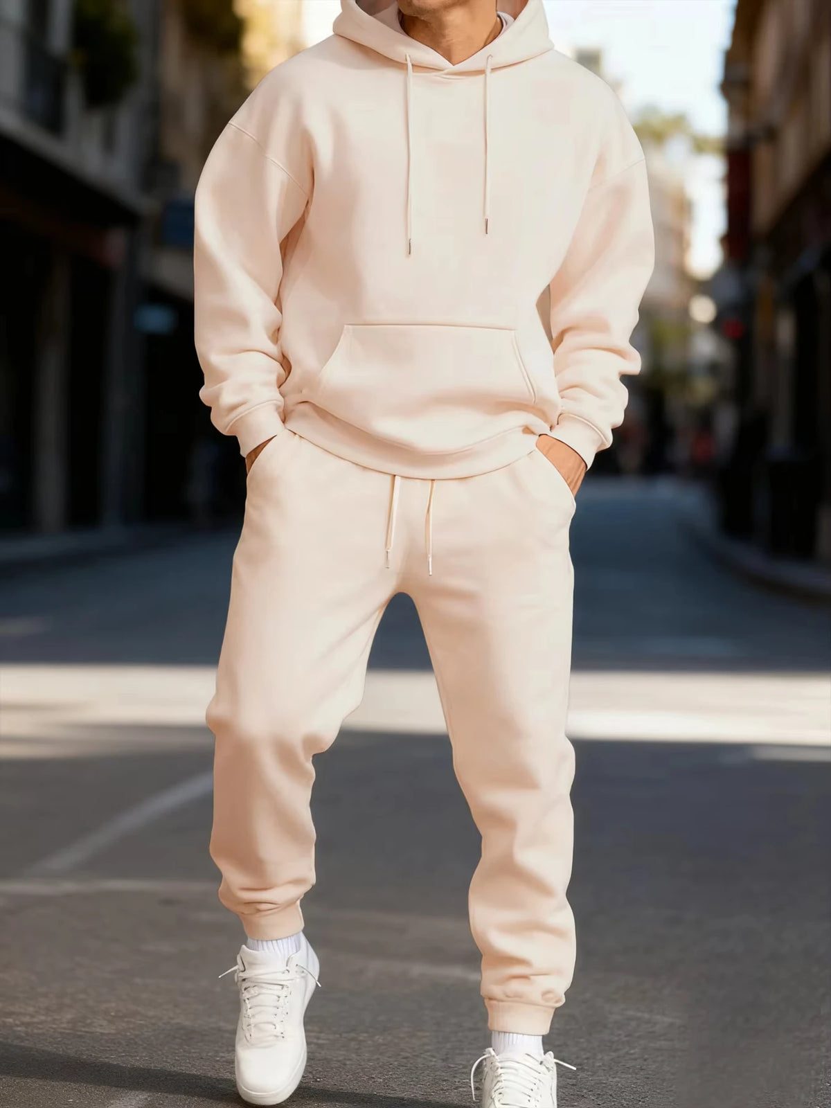 Men's Solid Hoodie & Sweatpants Set