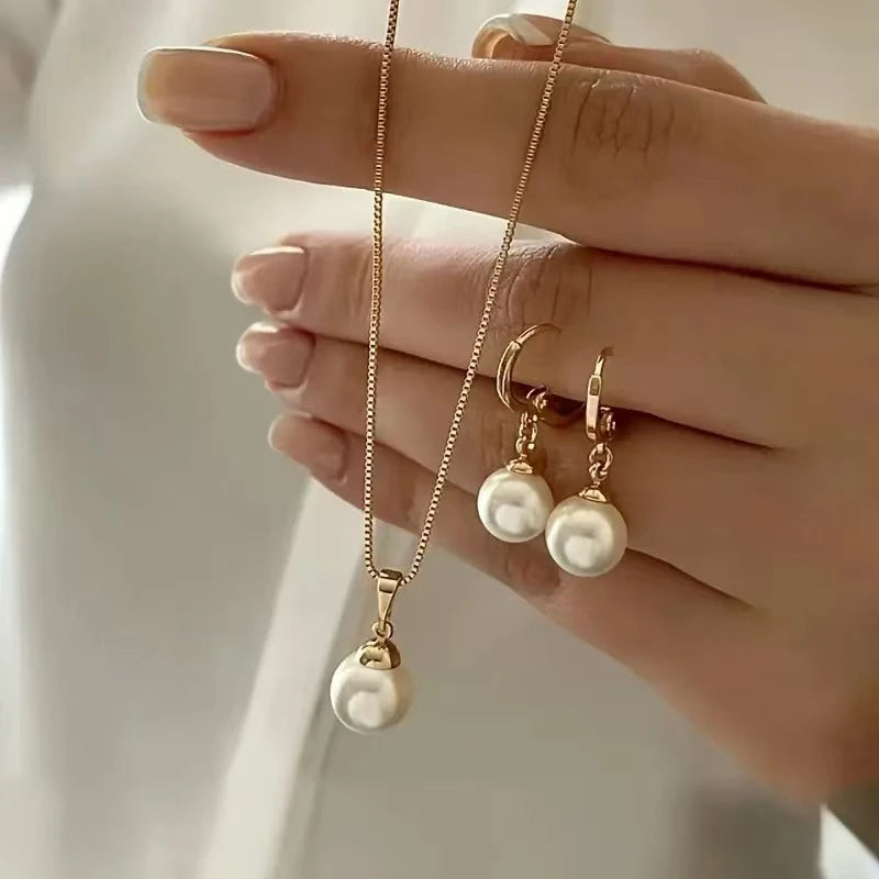 Elegant Pearl Jewelry Set – Necklace & Earrings for Wedding, Party & Daily Wear