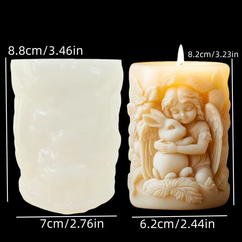 Jesus Horse Cylindrical Scented Candle Silicone Mold Wings Jesus Horse Galloped MoldS Jesus Angel Resin Plaster Mould