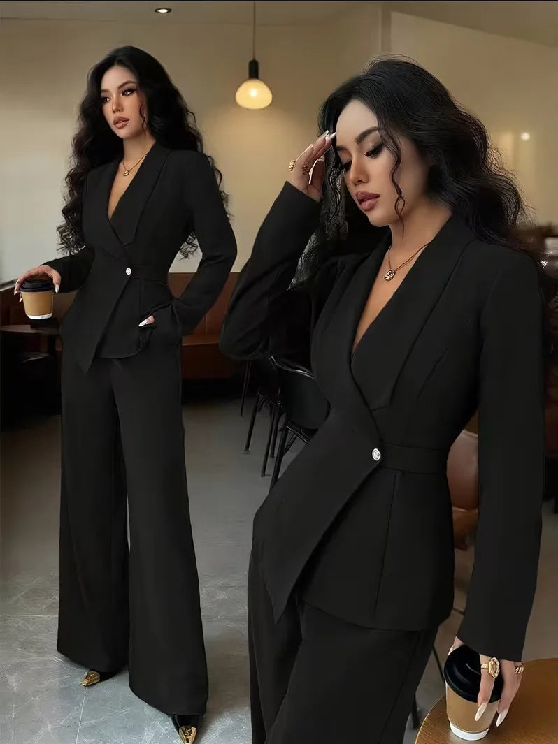 Women's 2-Piece Blazer & Straight-Leg Pants Suit