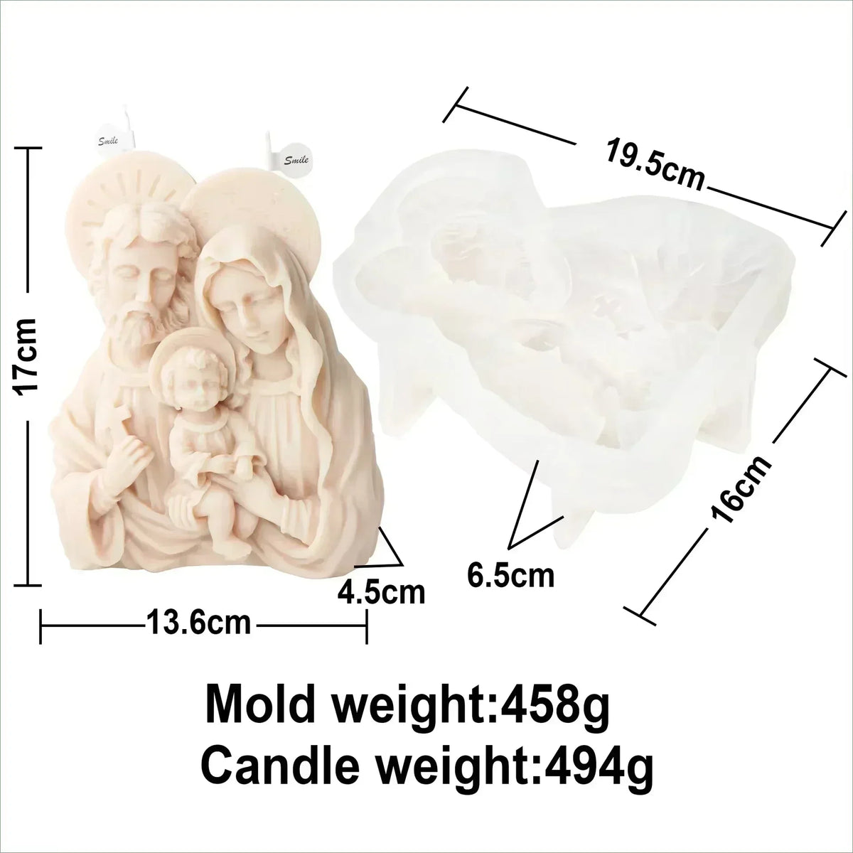Jesus Horse Cylindrical Scented Candle Silicone Mold Wings Jesus Horse Galloped MoldS Jesus Angel Resin Plaster Mould