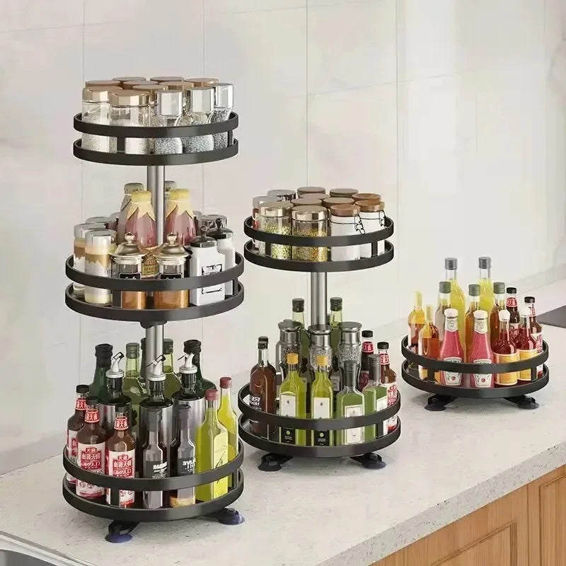360° Rotating Spice Rack Organizer, Non-Skid Storage Tray for Seasonings, Spice Jars, Cans and Kitchen Countertop Organization