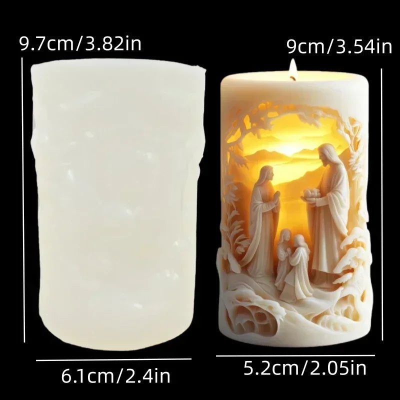 Jesus Horse Cylindrical Scented Candle Silicone Mold Wings Jesus Horse Galloped MoldS Jesus Angel Resin Plaster Mould
