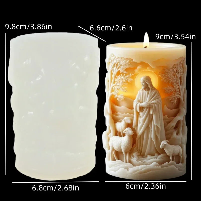 Jesus Horse Cylindrical Scented Candle Silicone Mold Wings Jesus Horse Galloped MoldS Jesus Angel Resin Plaster Mould