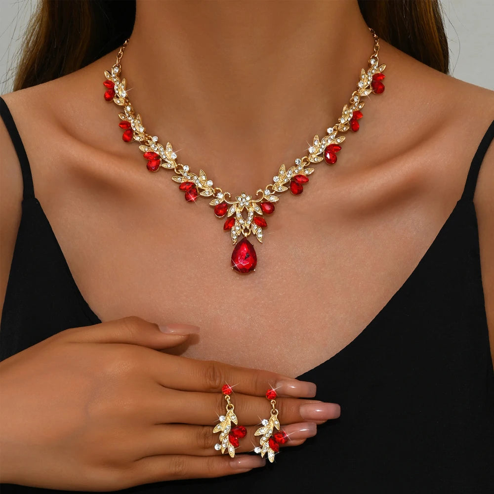 2025 Fashion Jewelry Set for Bridal Necklace Earrings Set Women Crystal Engagement Wedding Banquet Dress Accessories