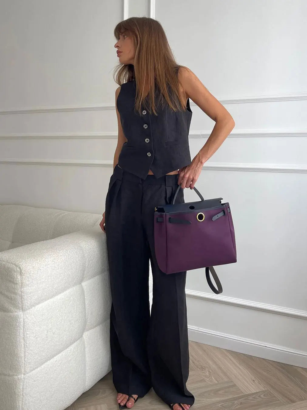 Women's Linen-Cotton Vest & Pants 2-Piece Set