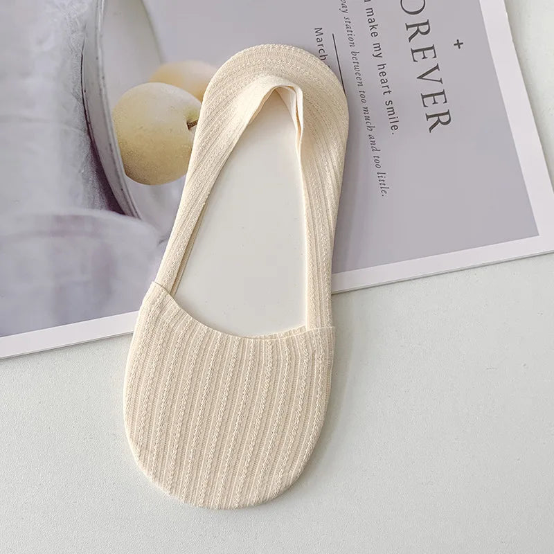 Sock Slippers Women Silicone Non-slip Solid Color Low Cut Boat Sock Cotton Bottom Thin Breathable Summer Invisible No Show Socks