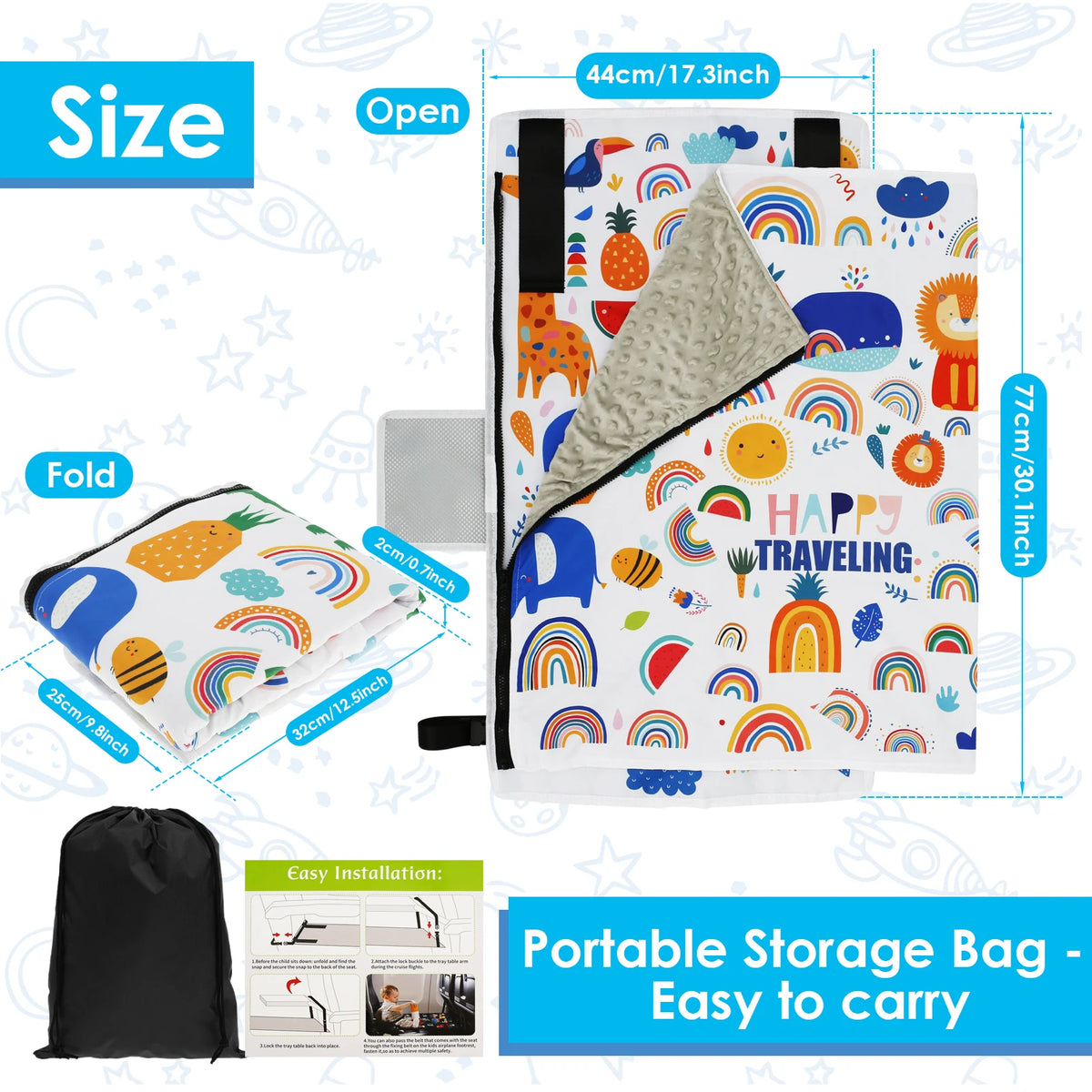 Kids Airplane Seat Extender & Footrest Hammock – Portable Travel Bed for Toddlers