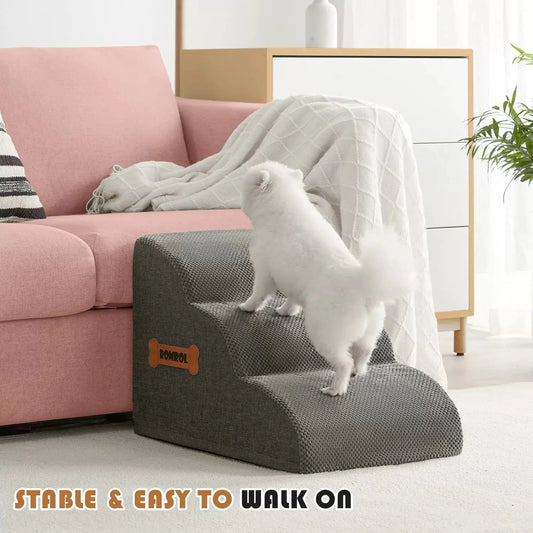 Foam Pet Stairs & Ramp – 2/3/4 Step Sofa Bed Ladder for Dogs & Cats, Joint-Friendly