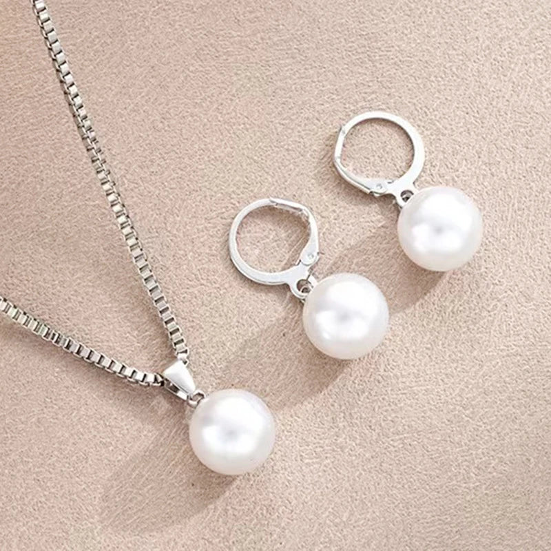 Elegant Pearl Jewelry Set – Necklace & Earrings for Wedding, Party & Daily Wear