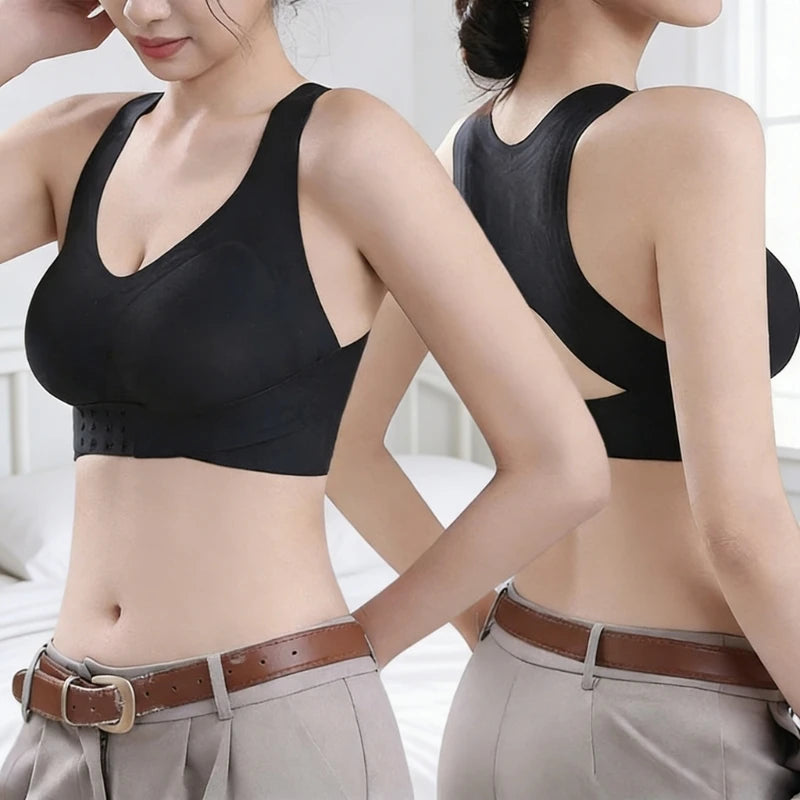 Women's Front Closure Postures Bra Full Coverage Back Support Everyday Wireless Comfortable Unpadded Cup